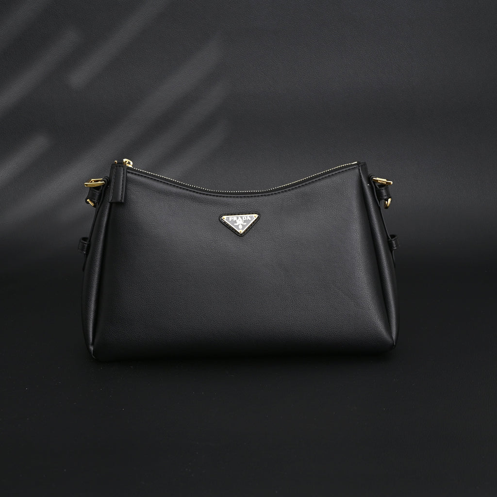 prada-cleo-black-brushed-leather-shoulder-bag Shoulder