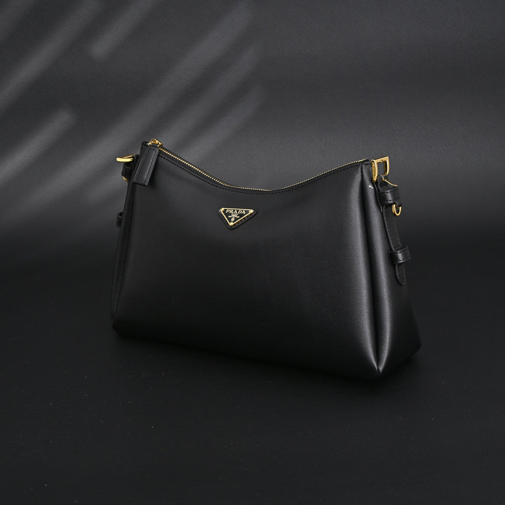 prada-cleo-black-brushed-leather-shoulder-bag Shoulder