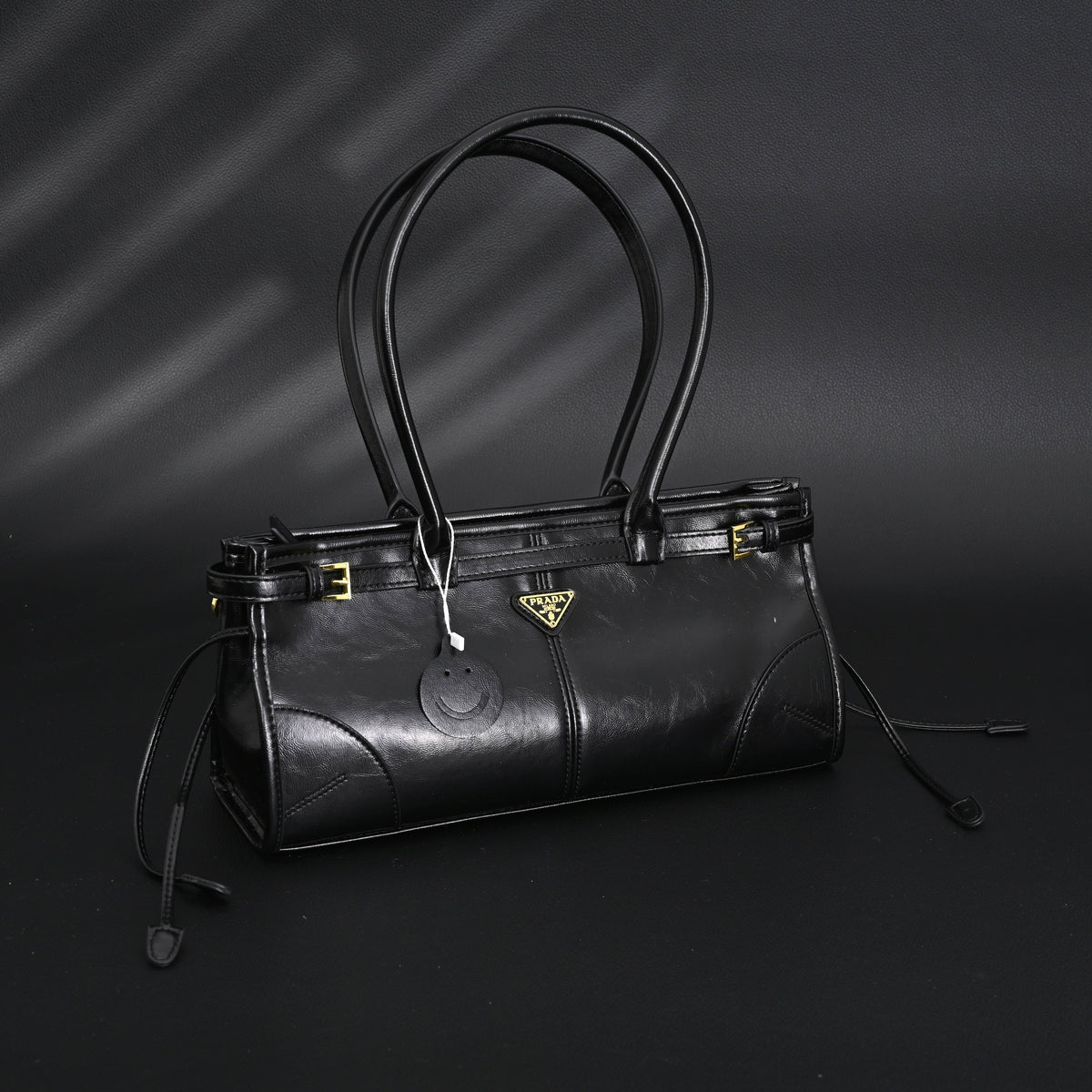 prada-cleo-black-patent-leather-shoulder-bag-with-gold-hardware Shoulder