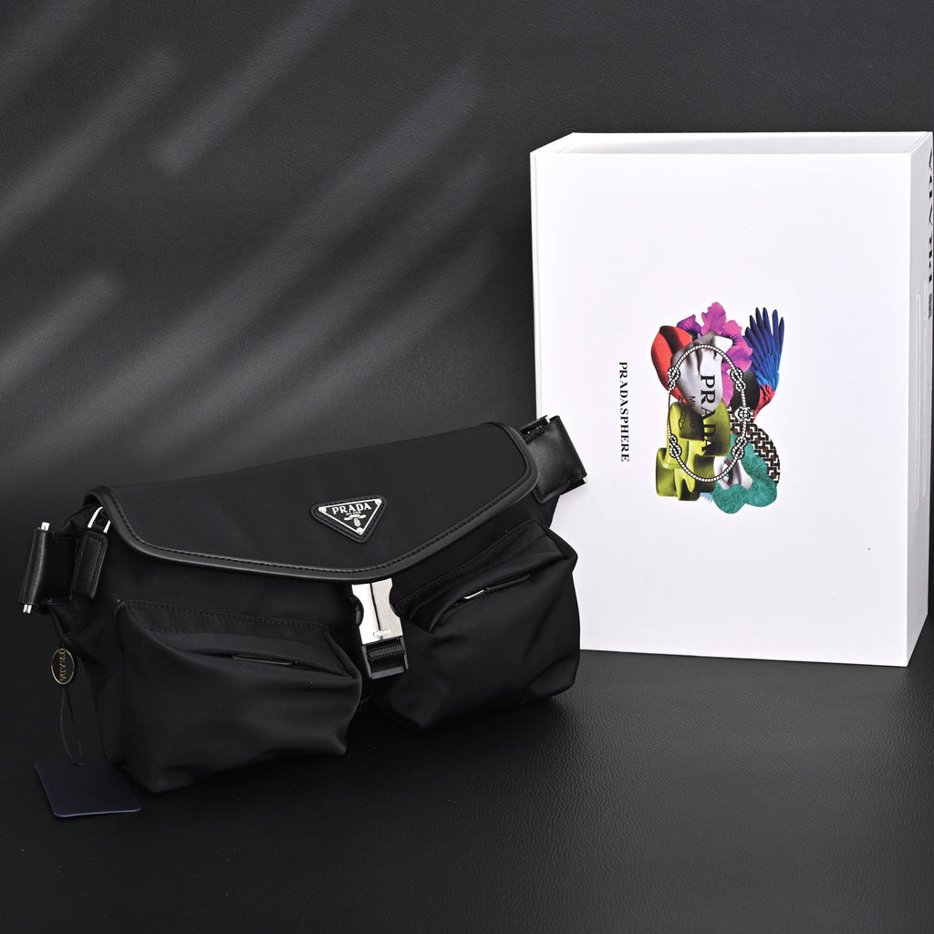 prada-nylon-black-belt-bag-with-silver-logo Crossbody