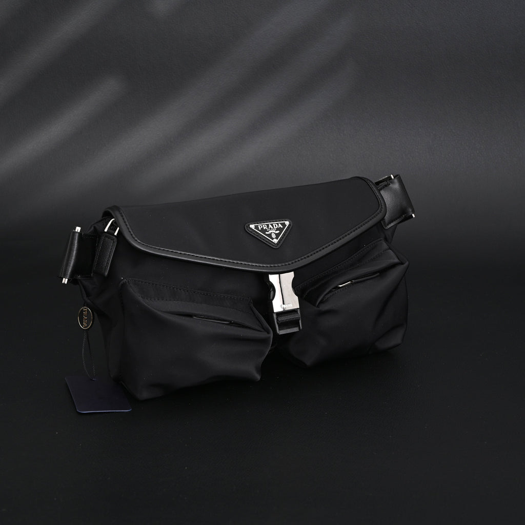 prada-nylon-black-belt-bag-with-silver-logo Crossbody