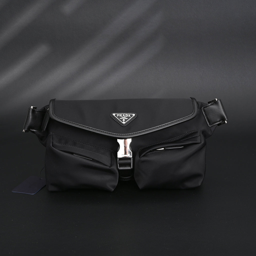 prada-nylon-black-belt-bag-with-silver-logo Crossbody