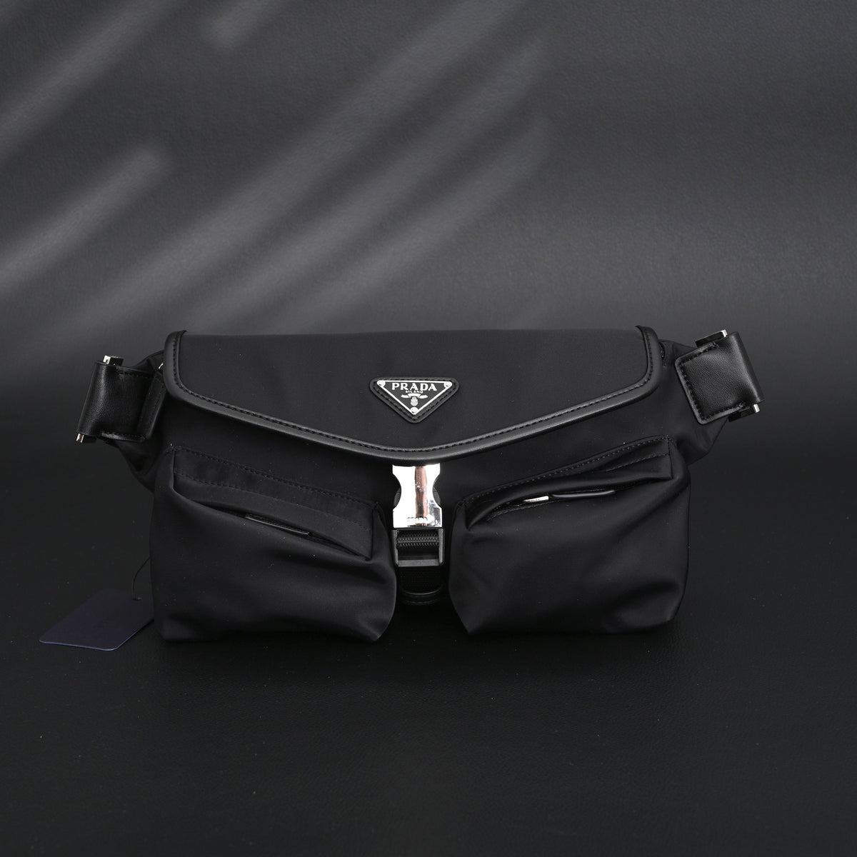 prada-nylon-black-belt-bag-with-silver-logo Crossbody