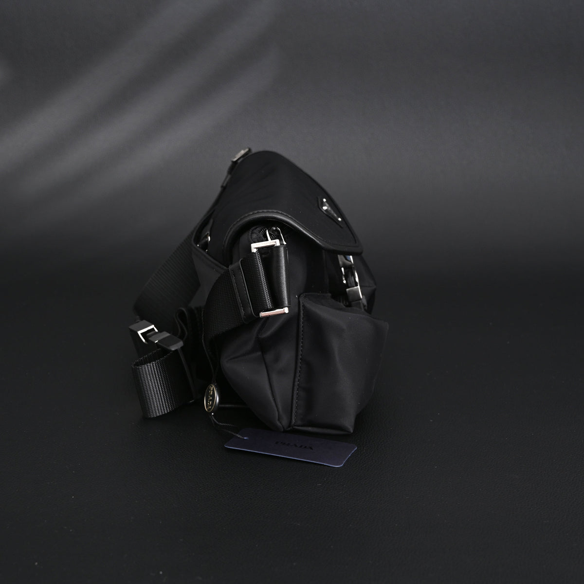 prada-nylon-black-belt-bag-with-silver-logo Crossbody