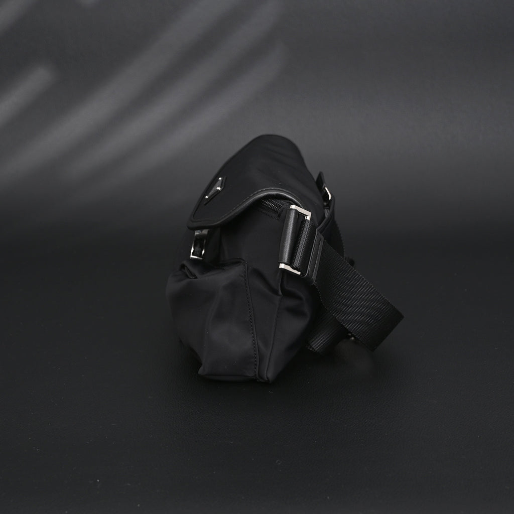 prada-nylon-black-belt-bag-with-silver-logo Crossbody