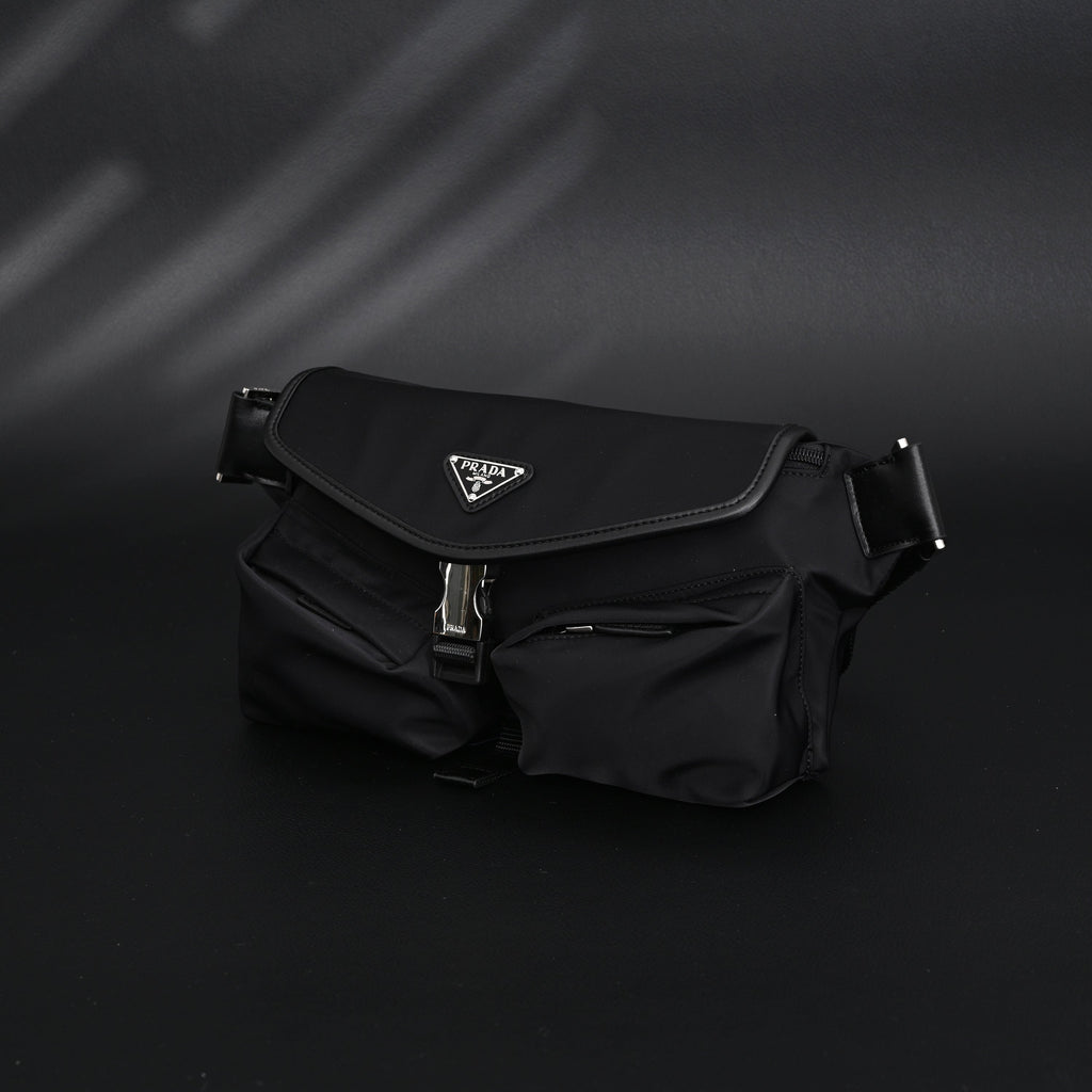 prada-nylon-black-belt-bag-with-silver-logo Crossbody