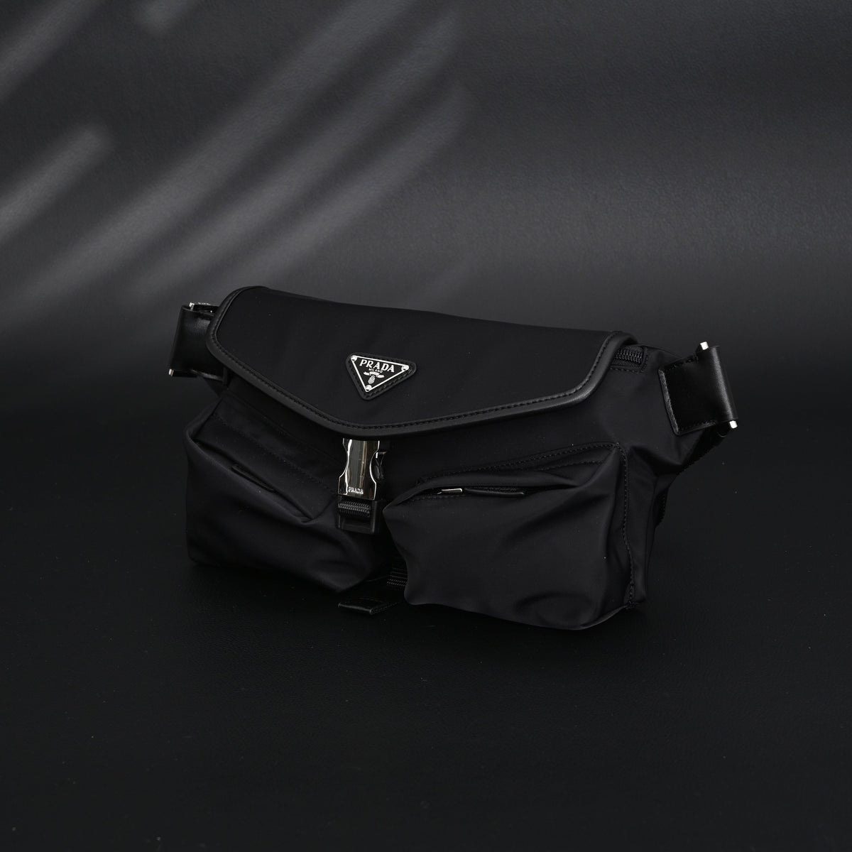 prada-nylon-black-belt-bag-with-silver-logo Crossbody