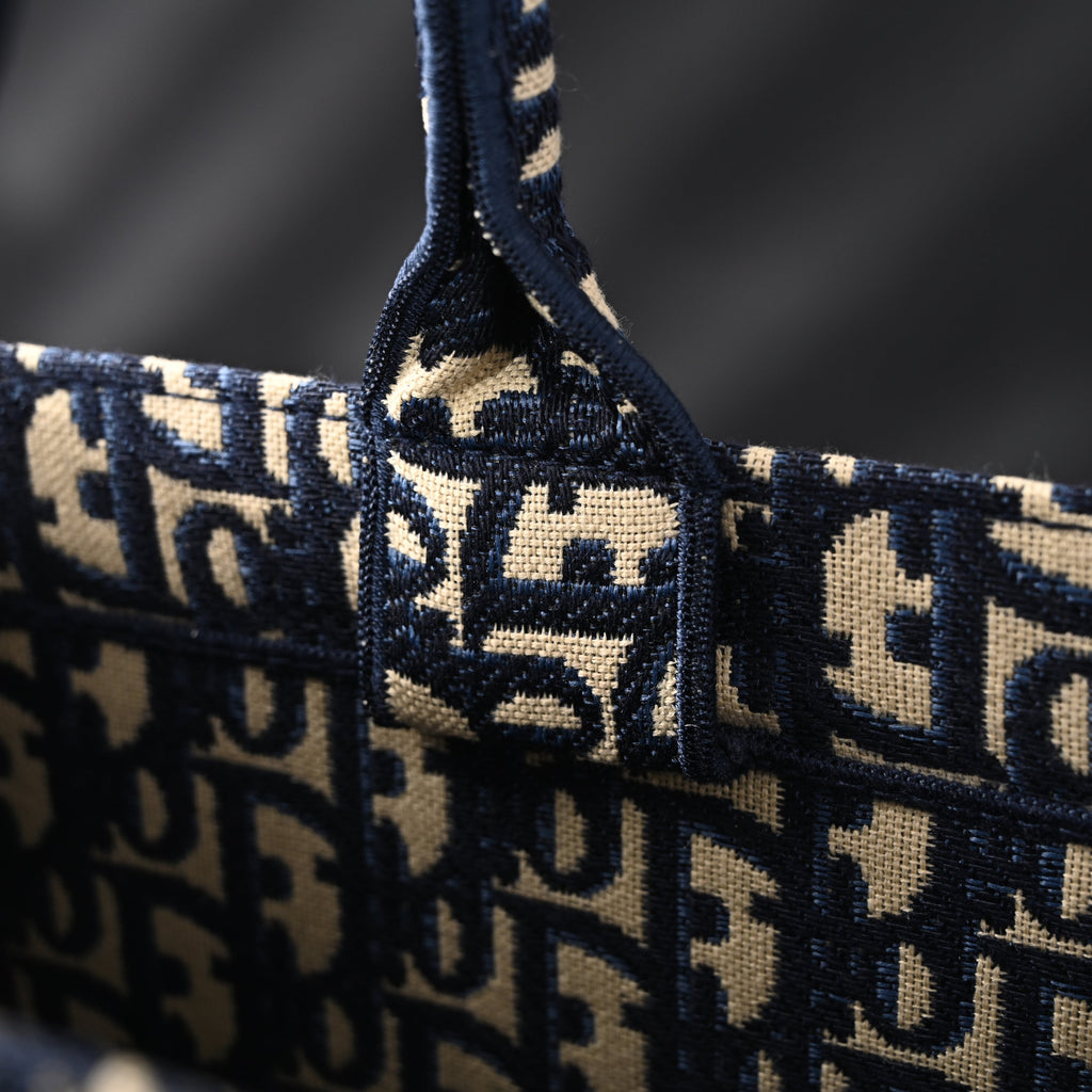 christian-dior-large-book-tote-blue-oblique-embroidery-1 Tote