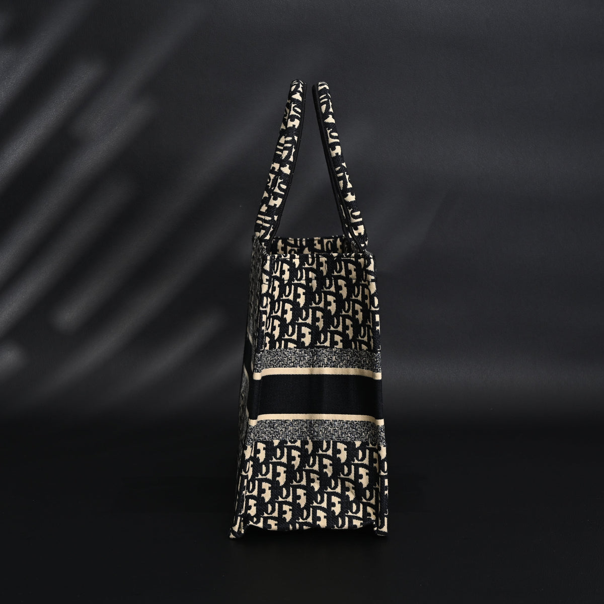 christian-dior-medium-book-tote-black-oblique-embroidery Tote