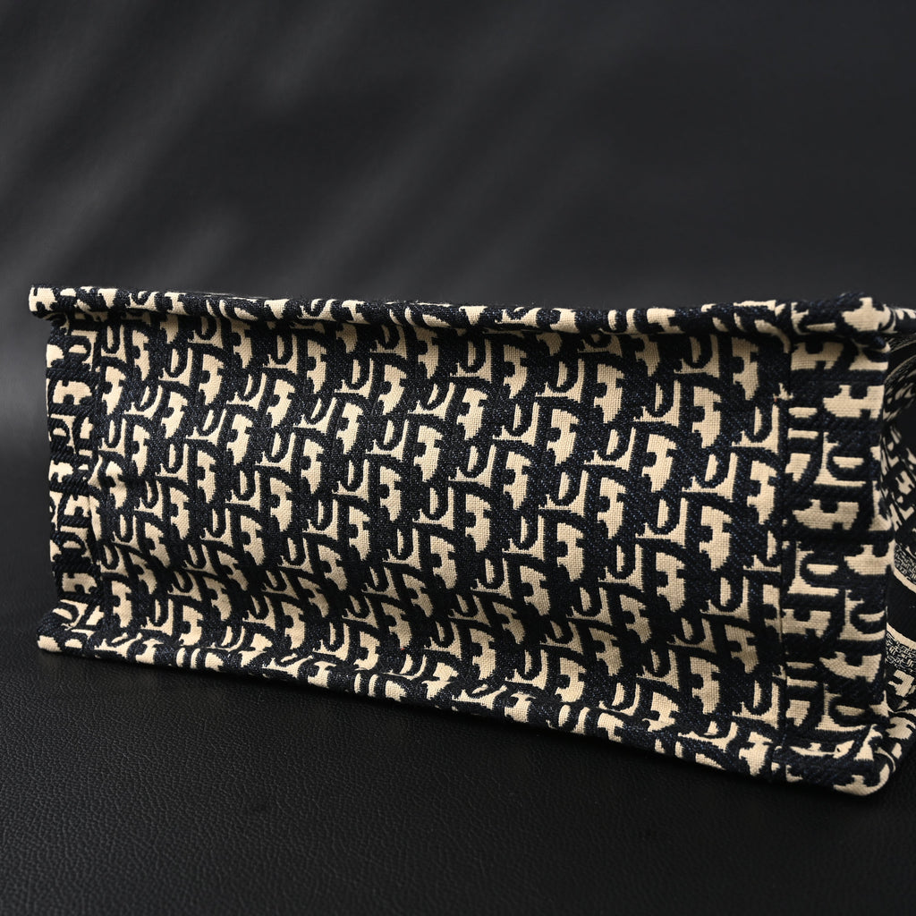 christian-dior-medium-book-tote-black-oblique-embroidery Tote
