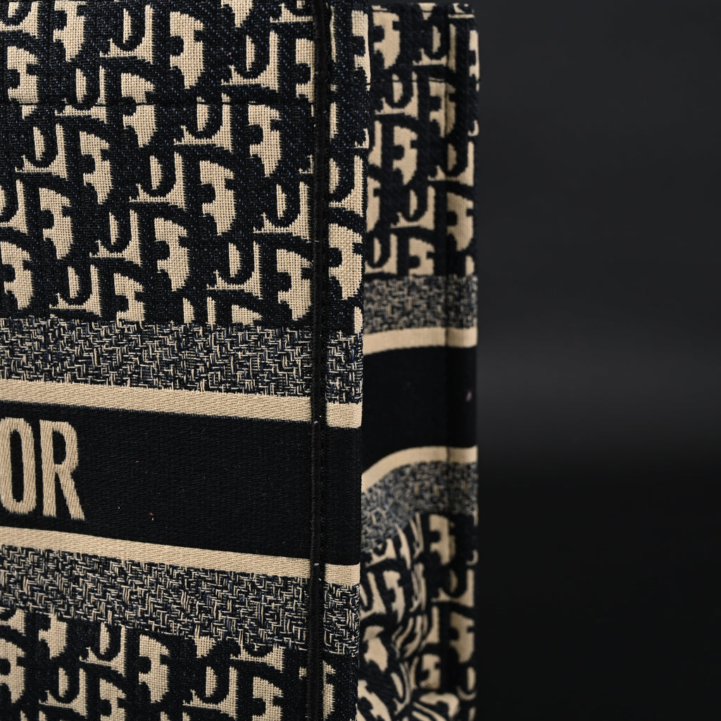 christian-dior-medium-book-tote-black-oblique-embroidery Tote