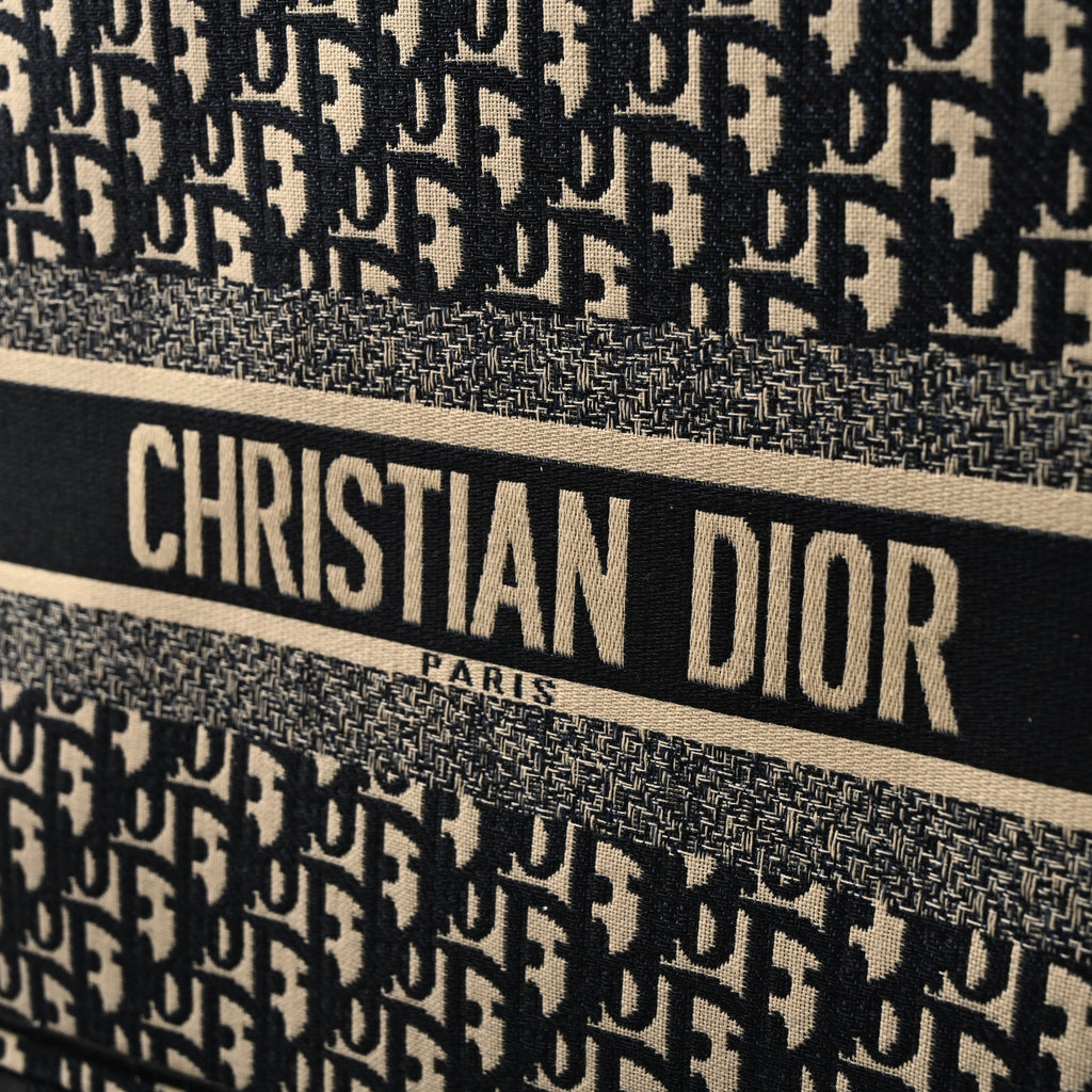 christian-dior-medium-book-tote-black-oblique-embroidery Tote