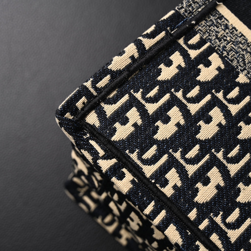 christian-dior-medium-book-tote-black-oblique-embroidery Tote