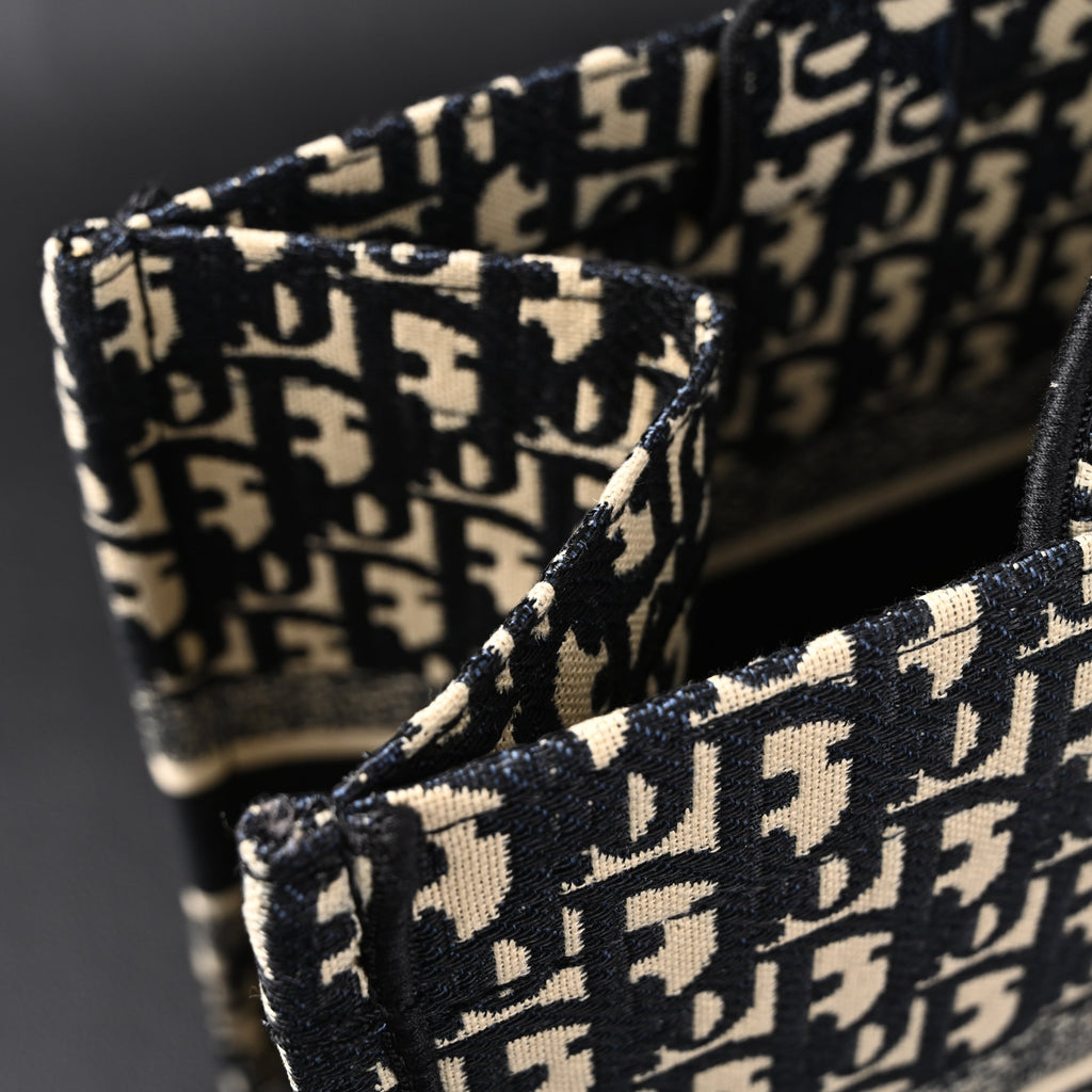 christian-dior-medium-book-tote-black-oblique-embroidery Tote