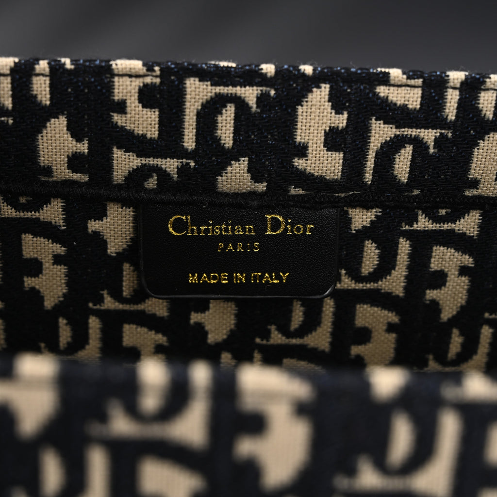 christian-dior-medium-book-tote-black-oblique-embroidery Tote