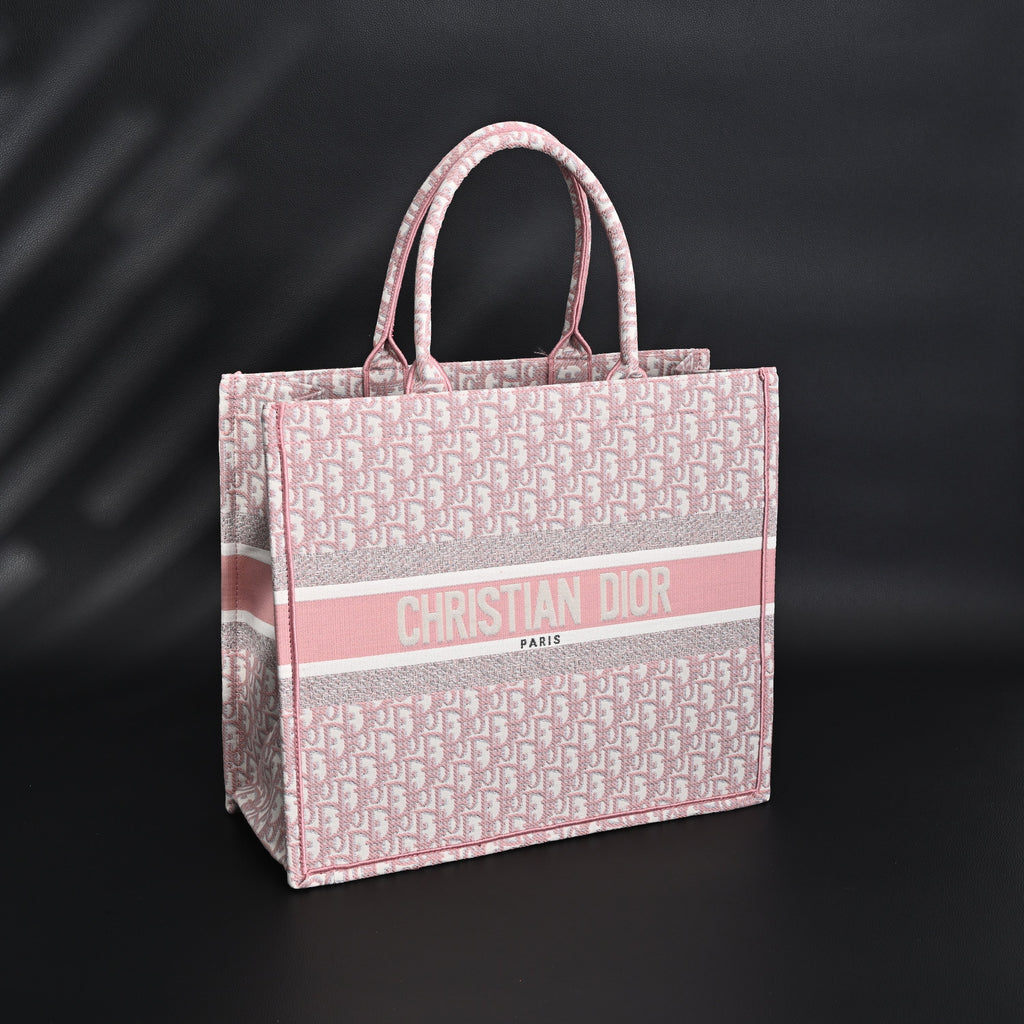 christian-dior-large-book-tote-pink-oblique-embroidery Tote