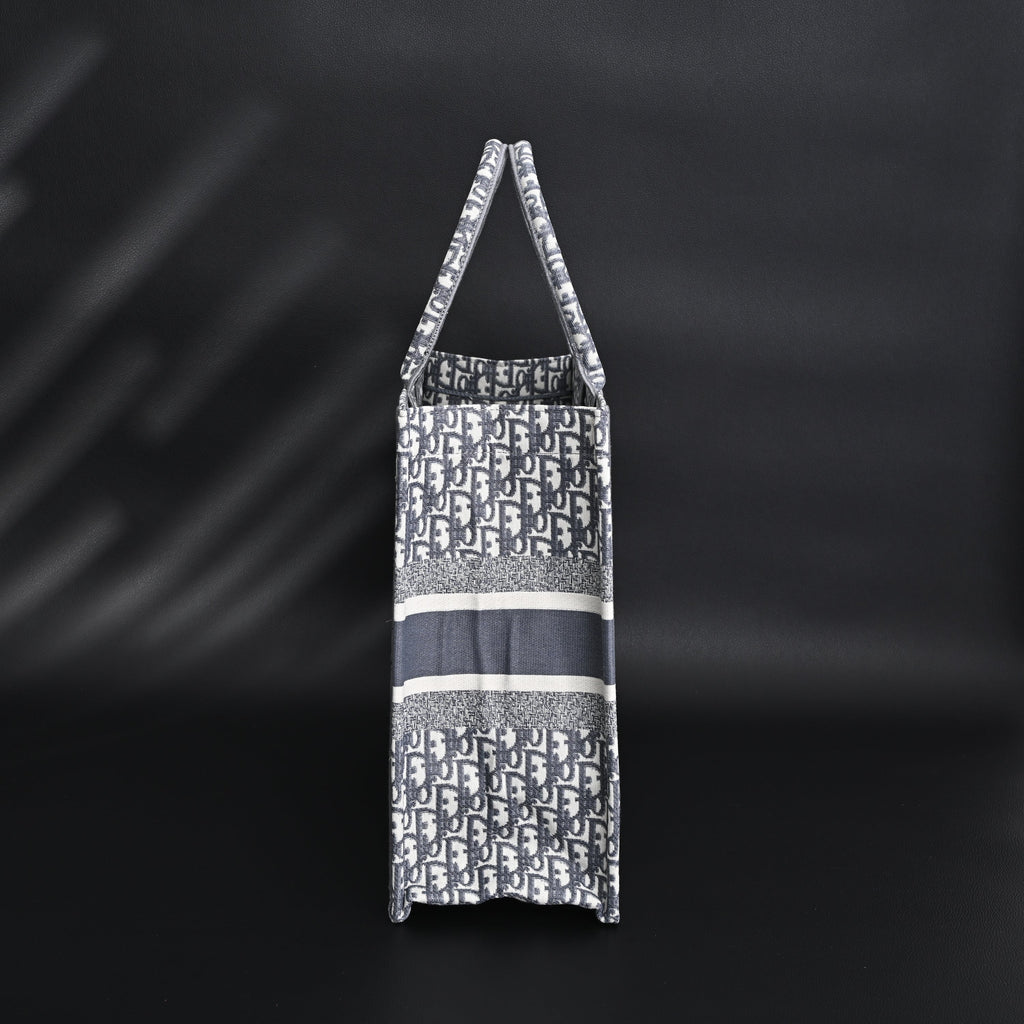 christian-dior-large-book-tote-grey-oblique-embroidery Tote