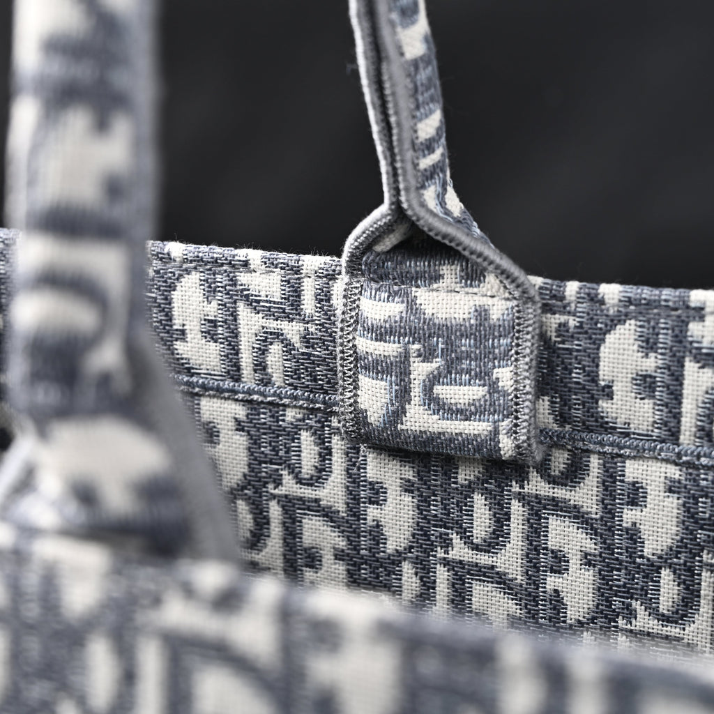 christian-dior-large-book-tote-grey-oblique-embroidery Tote