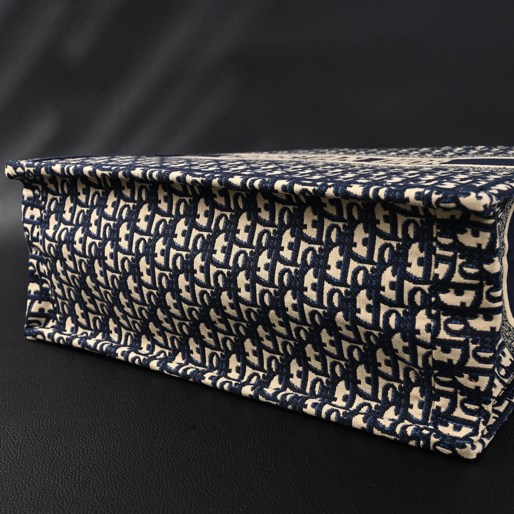 christian-dior-large-book-tote-blue-oblique-embroidery Tote