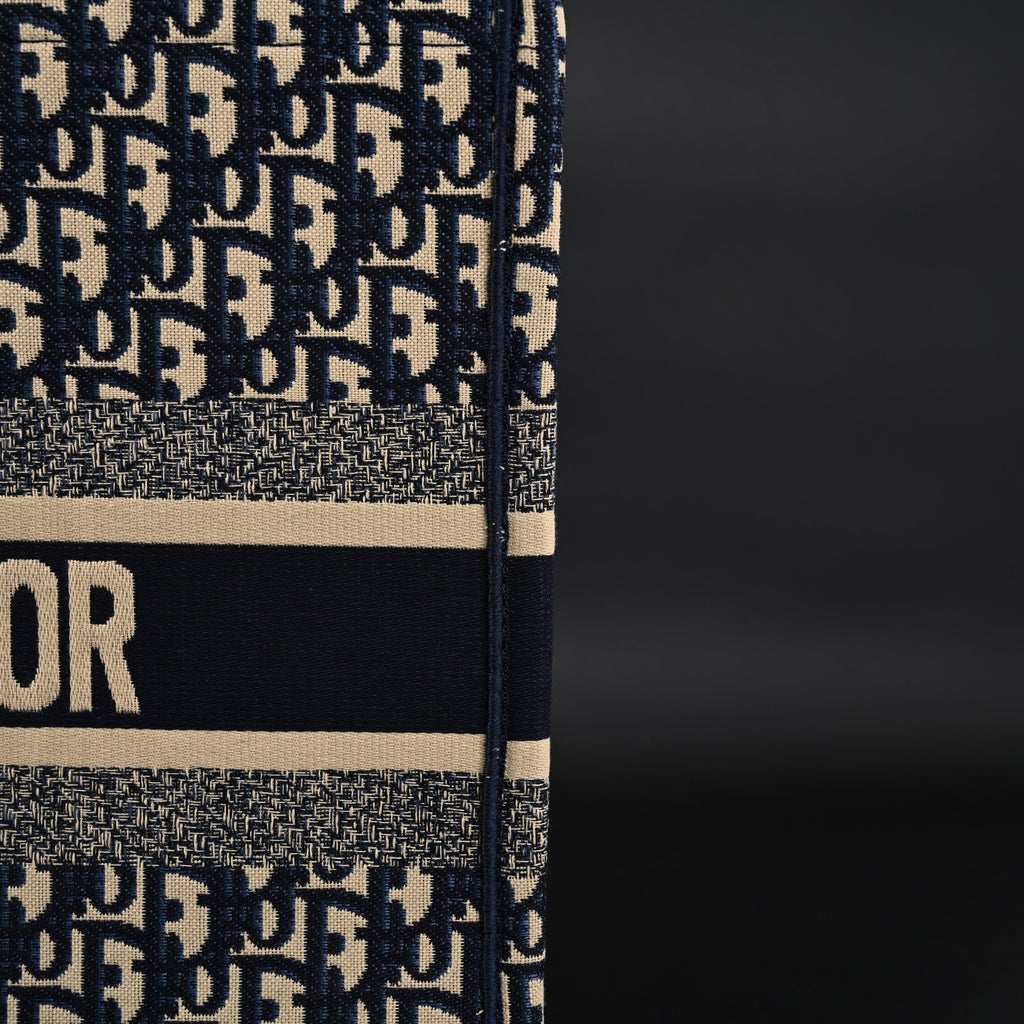 christian-dior-large-book-tote-blue-oblique-embroidery Tote