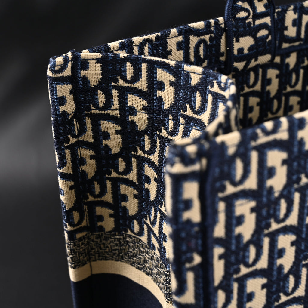 christian-dior-large-book-tote-blue-oblique-embroidery Tote