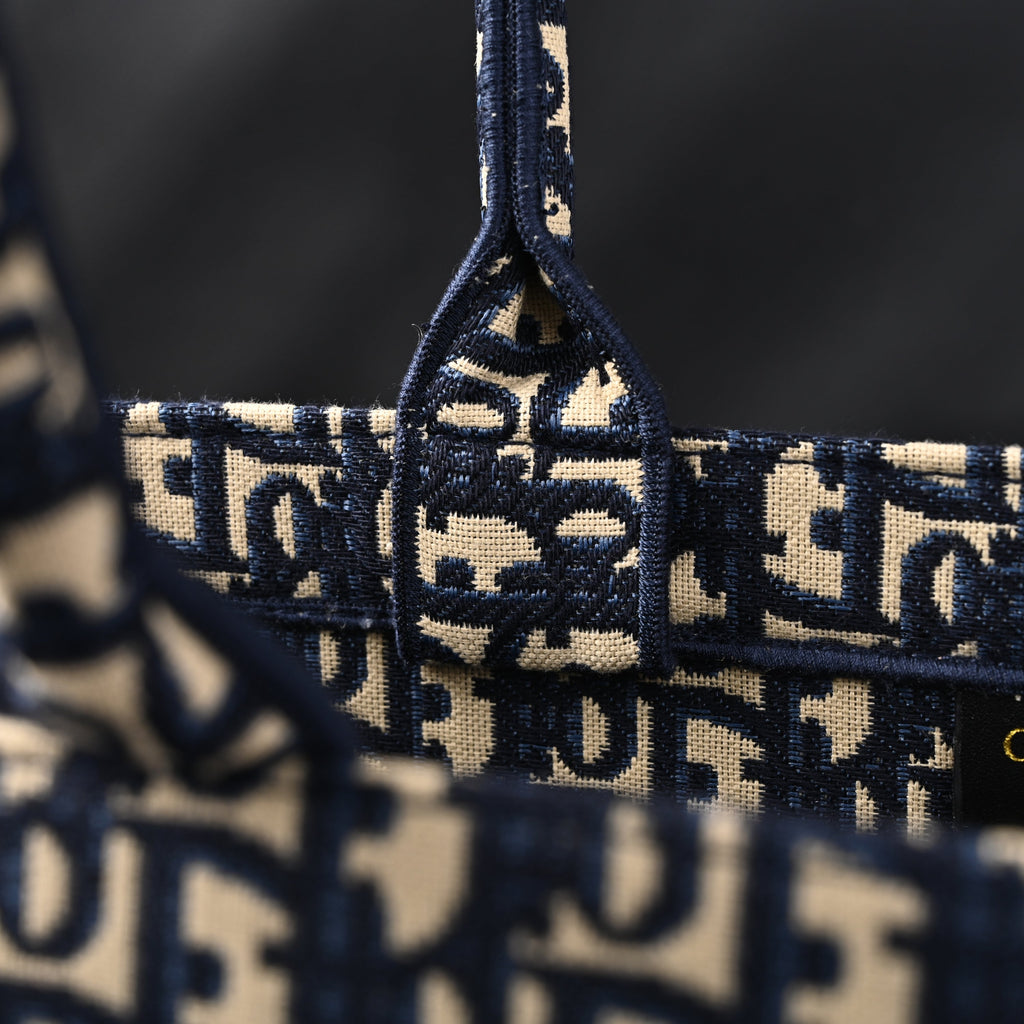christian-dior-large-book-tote-blue-oblique-embroidery Tote