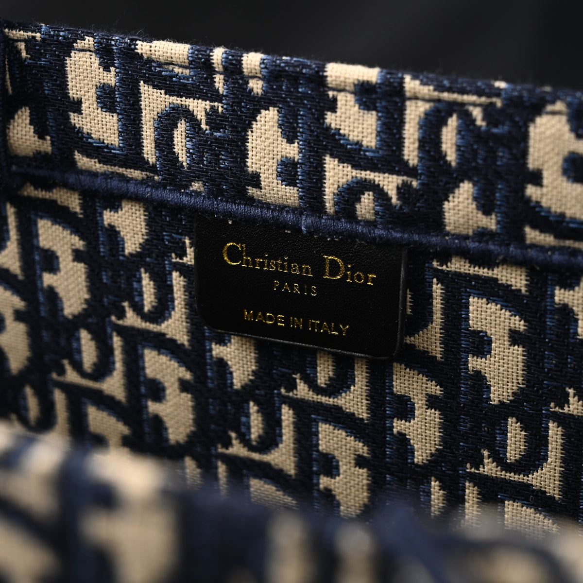 christian-dior-large-book-tote-blue-oblique-embroidery Tote