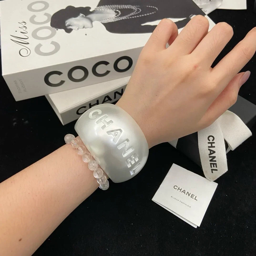 Chanel White Bangle Bracelets