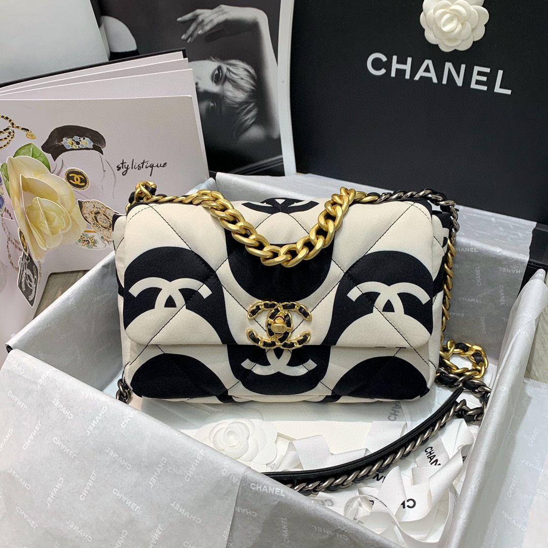 chanel-19-flap-bag-medium-black-ecru Shoulder