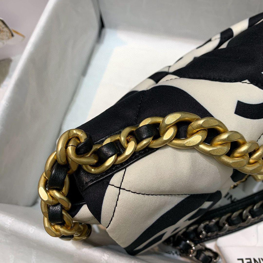 chanel-19-flap-bag-medium-black-ecru Shoulder