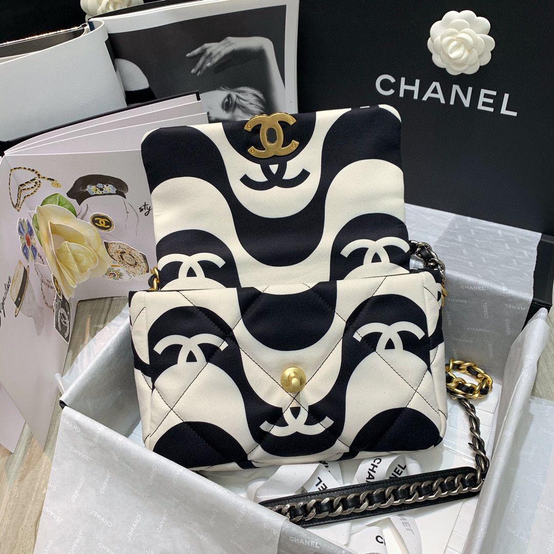 chanel-19-flap-bag-medium-black-ecru Shoulder