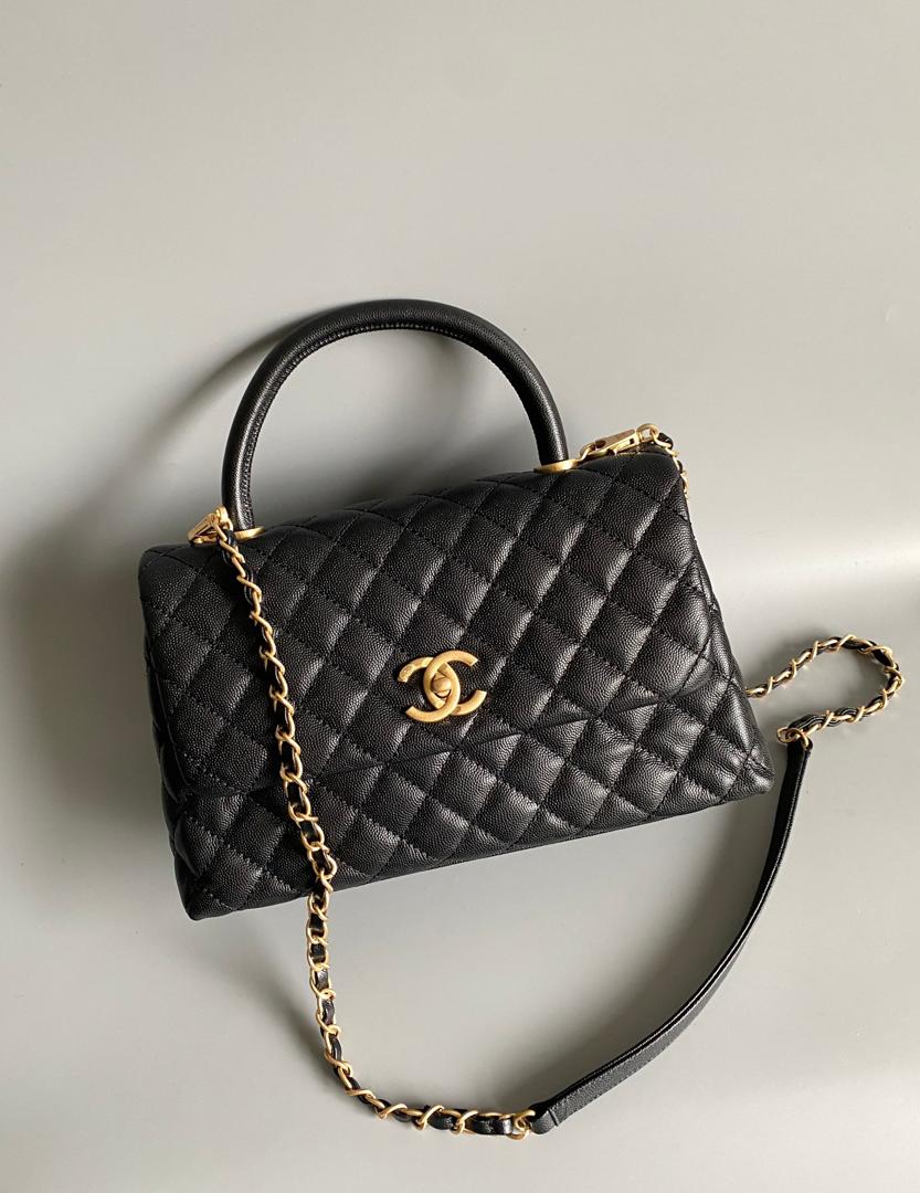 chanel-medium-flap-bag-black-with-coco-handle Shoulder