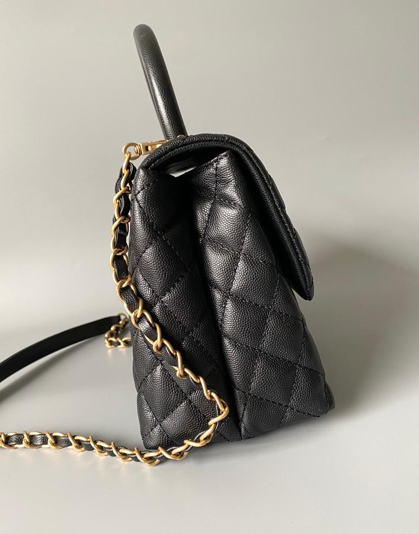 chanel-medium-flap-bag-black-with-coco-handle Shoulder
