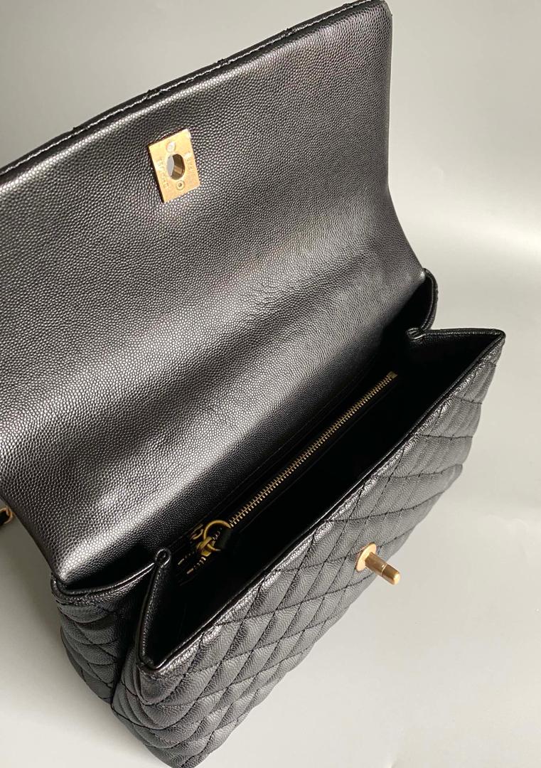 chanel-medium-flap-bag-black-with-coco-handle Shoulder