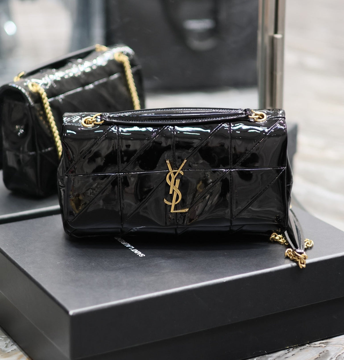 ysl-jaime-patent-black-bag-25x15x7-5cm Crossbody