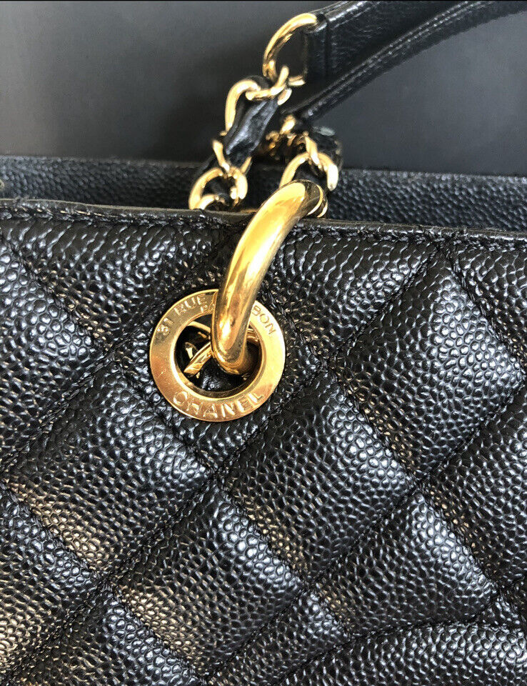 authentic-chanel-cc-blackgold-caviar-quilted-grand-shopping-tote Tote