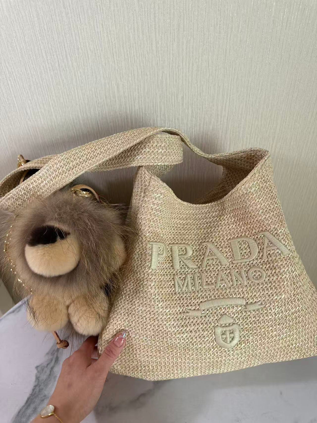 prada-raffia-round-tote-30x24x4-5cm Tote