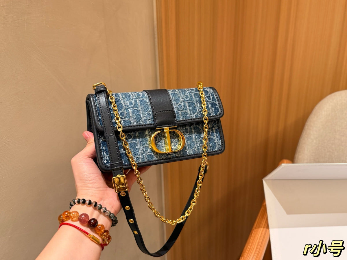 dior-new-fashion-denim-chain-bag-22x13x6cm Shoulder