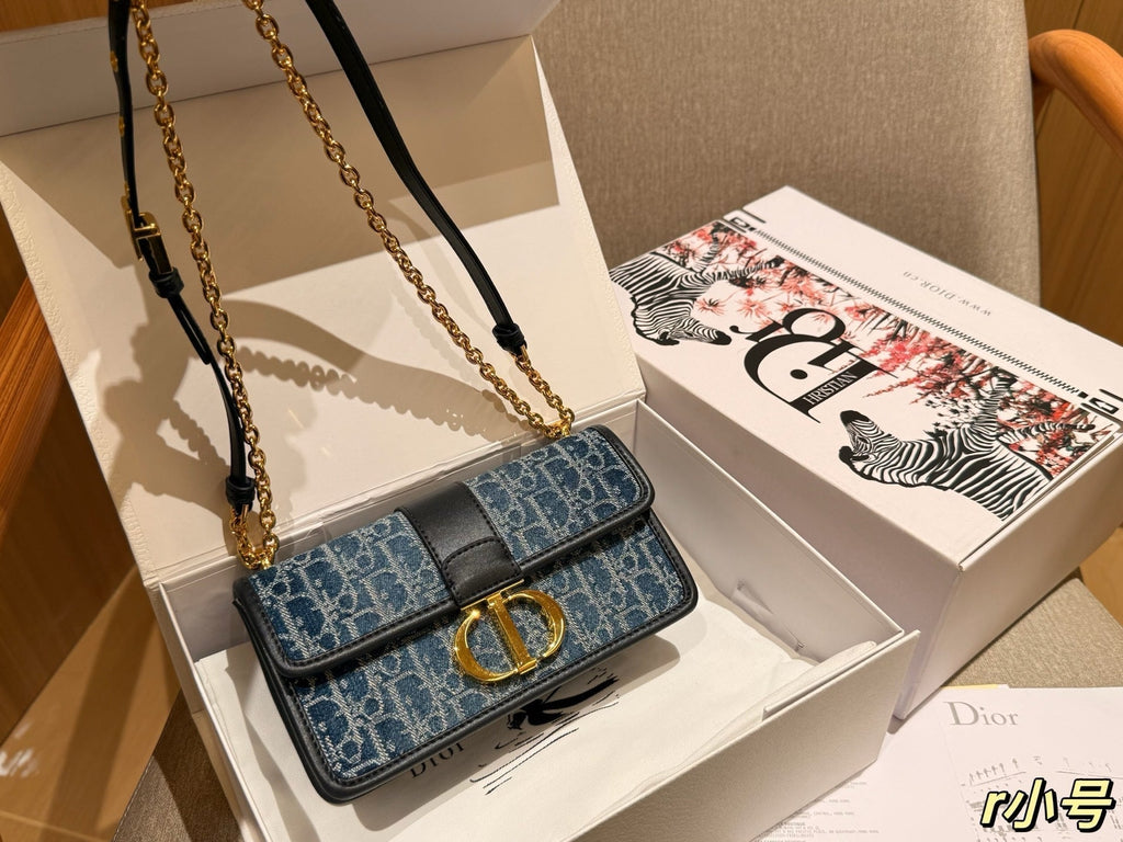 dior-new-fashion-denim-chain-bag-22x13x6cm Shoulder