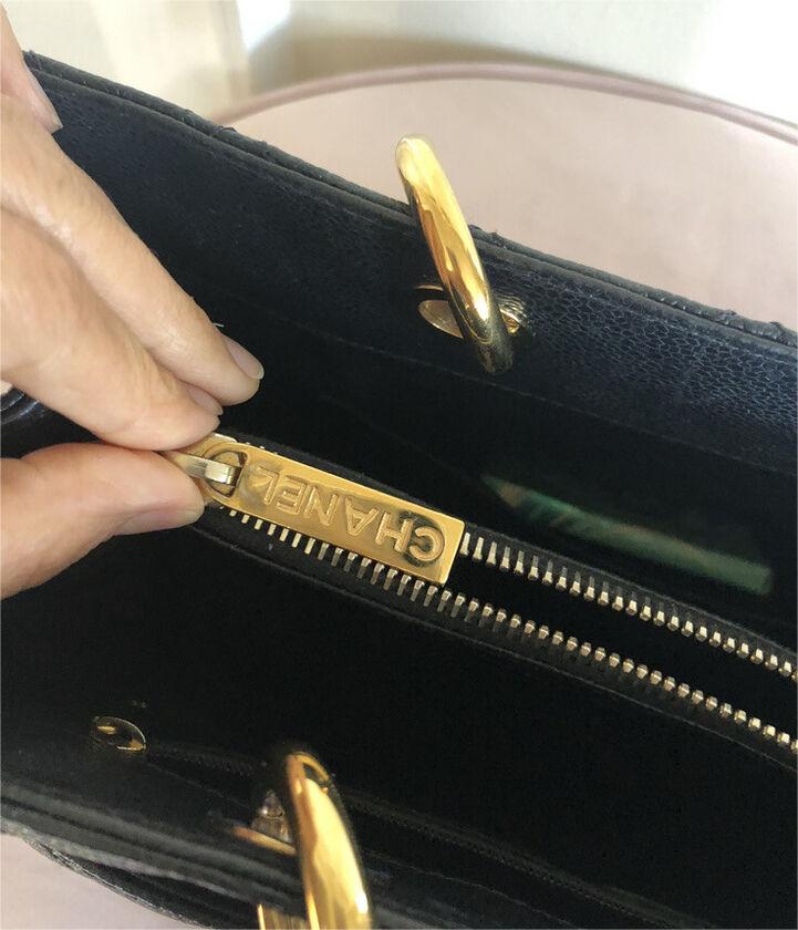 authentic-chanel-cc-blackgold-caviar-quilted-grand-shopping-tote Tote