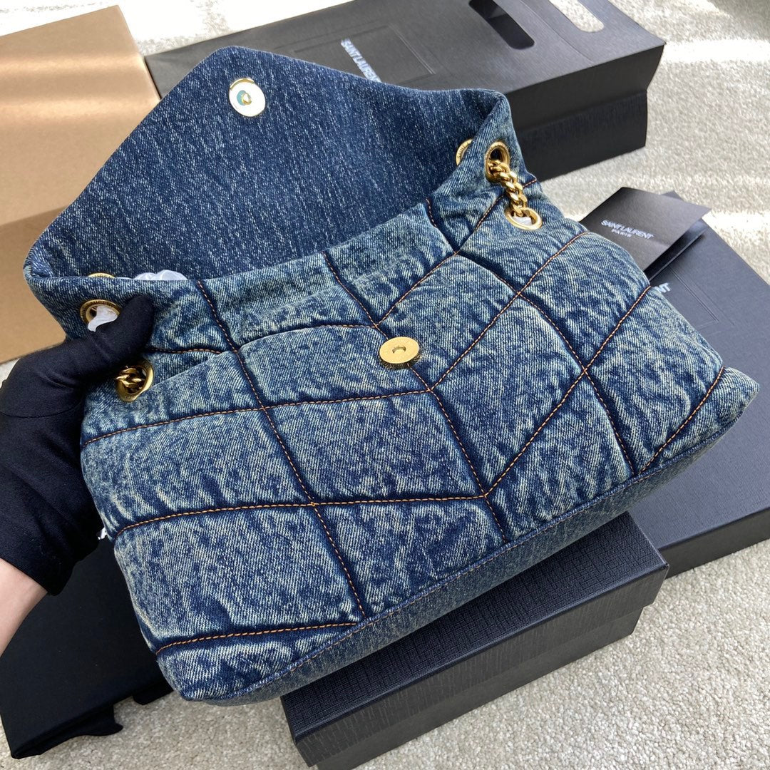 ysl-puffer-denim-bag-29-17-11cm Crossbody