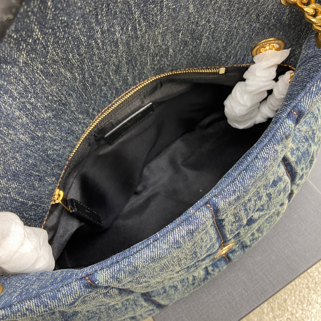 ysl-puffer-denim-bag-29-17-11cm Crossbody