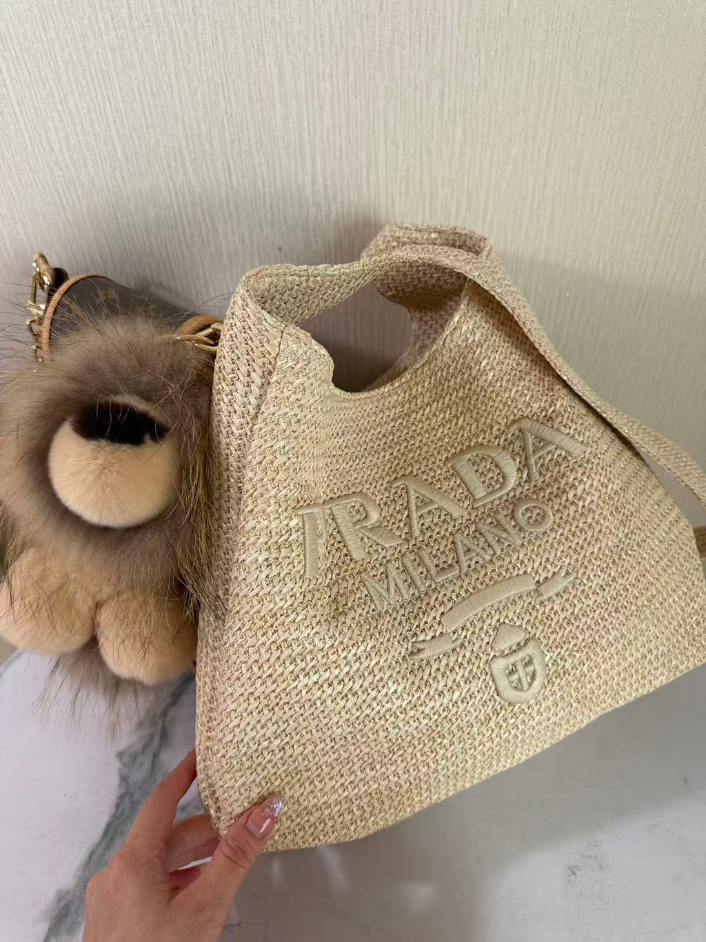 prada-raffia-round-tote-30x24x4-5cm Tote