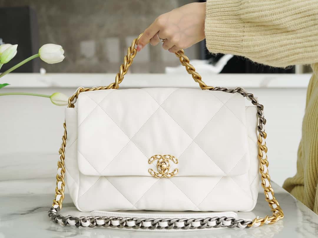 chanel-19-large-handbag-lambskin-gold-as1161-white Handle