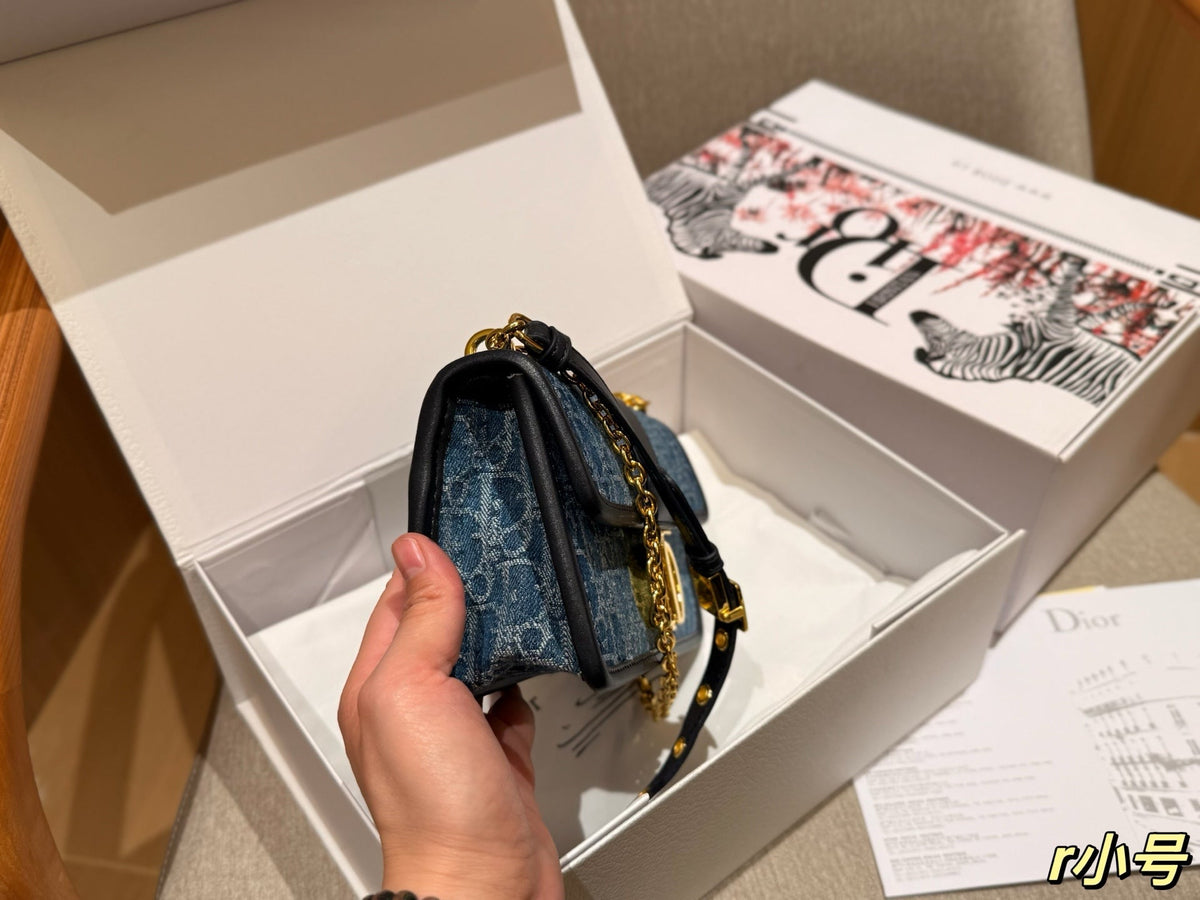 dior-new-fashion-denim-chain-bag-22x13x6cm Shoulder