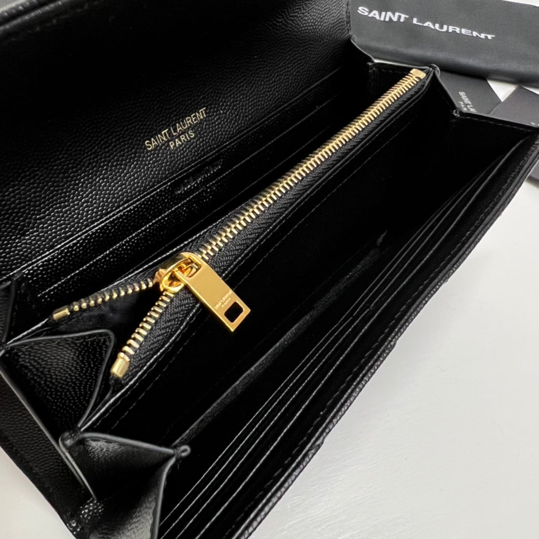 ysl-long-wallet-black-leather-gold-tone-10769-19cm Handle