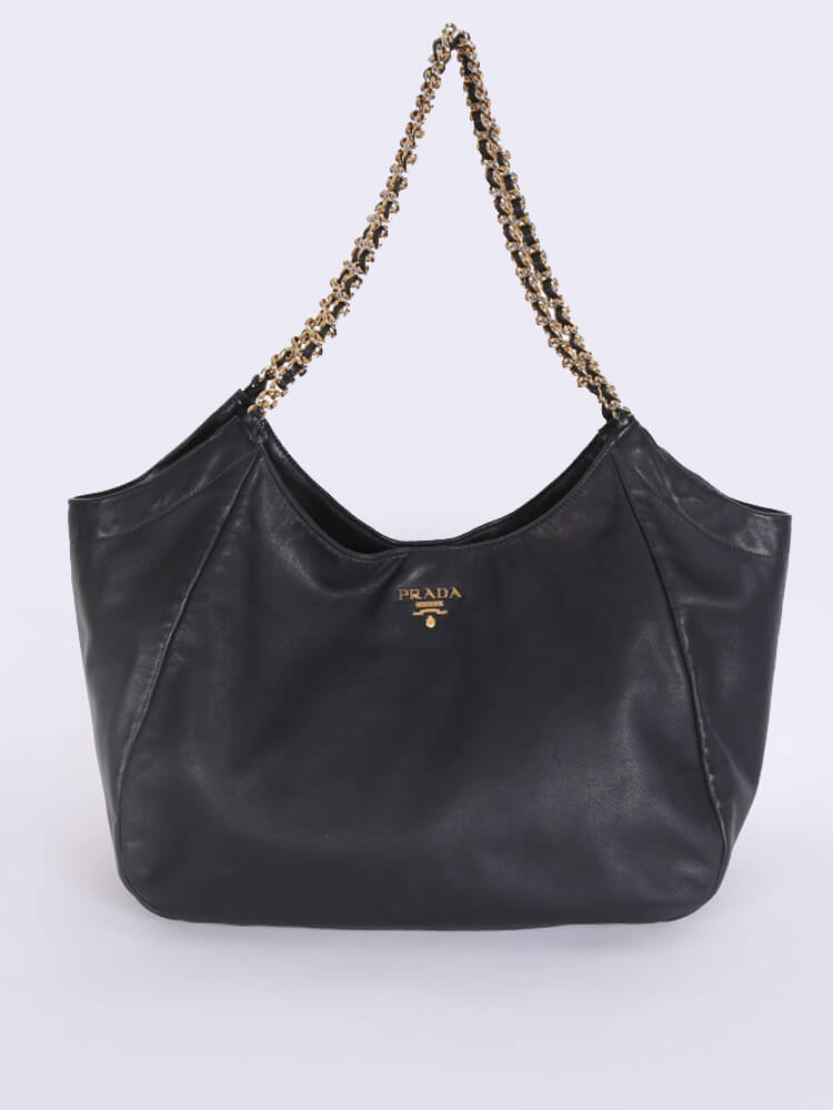 prada-vitello-soft-chain-handle-shoulder-bag-nero-48-x-33-x-20cm Shoulder