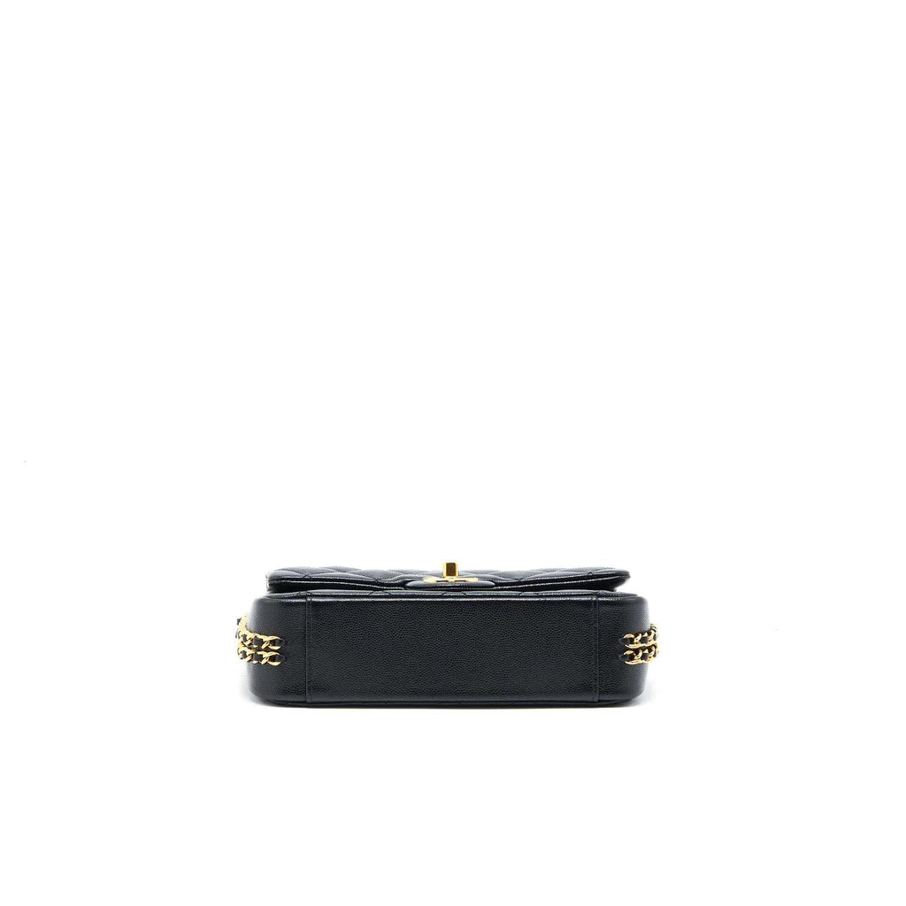 chanel-23c-mini-flap-bag-chain-grained-calfskin-black-copy Shoulder