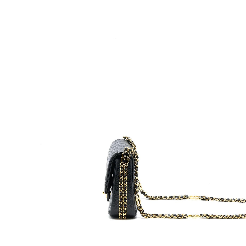 chanel-23c-mini-flap-bag-chain-grained-calfskin-black-copy Shoulder