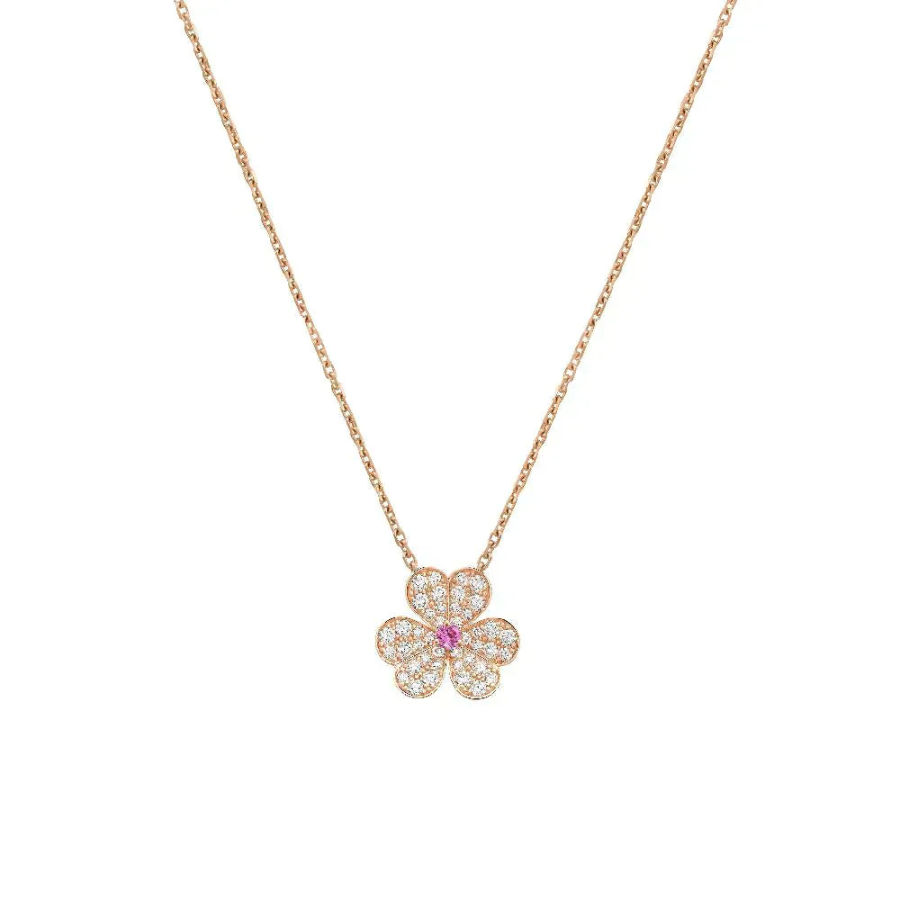VCA FRIVOLE ROSE GOLD FLOWER DIAMOND NECKLACE